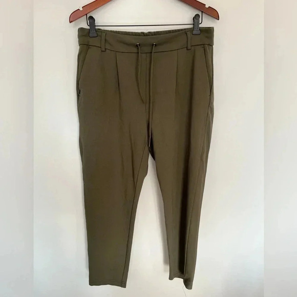 5/20$ Only kaki  trousers straight leg ankle crop comfy pants size large - Picture 4 of 7